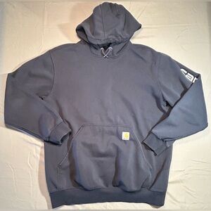 Carhartt Gray-Blue Cotton Blend Hooded Sweater Men’s Large Outdoor Logo Pocket